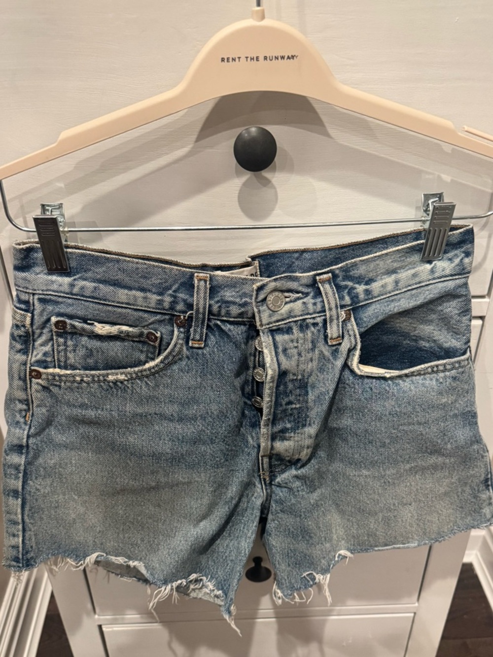 AGOLDE Distressed High-Rise Denim Cutoff Shorts - Light Blue